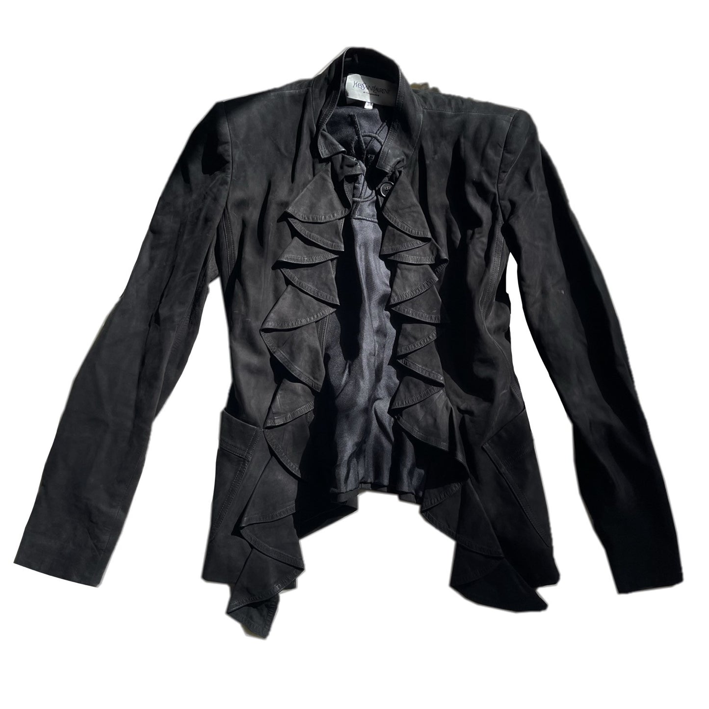 Yves Saint Laurent Suede Leather Ruffle Jacket