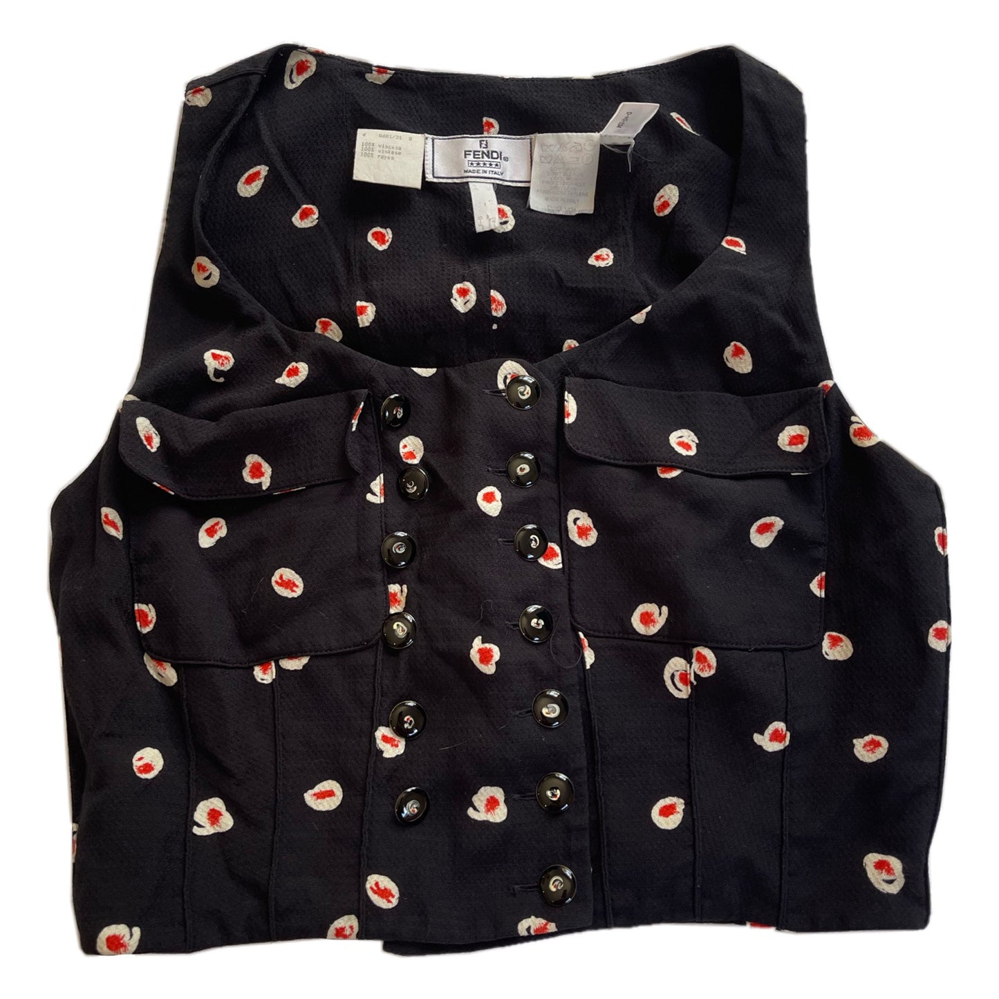 Fendi Print Pocket Double Breasted Crop Top