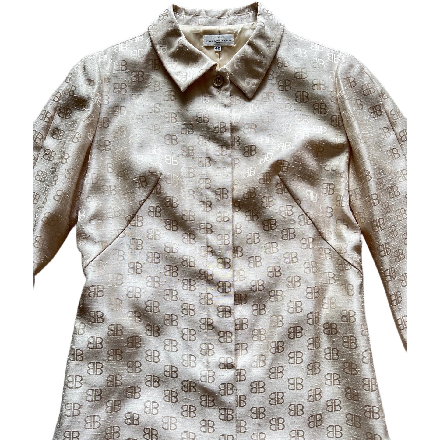 Balenciaga Logo LS Silk Monogram Dress