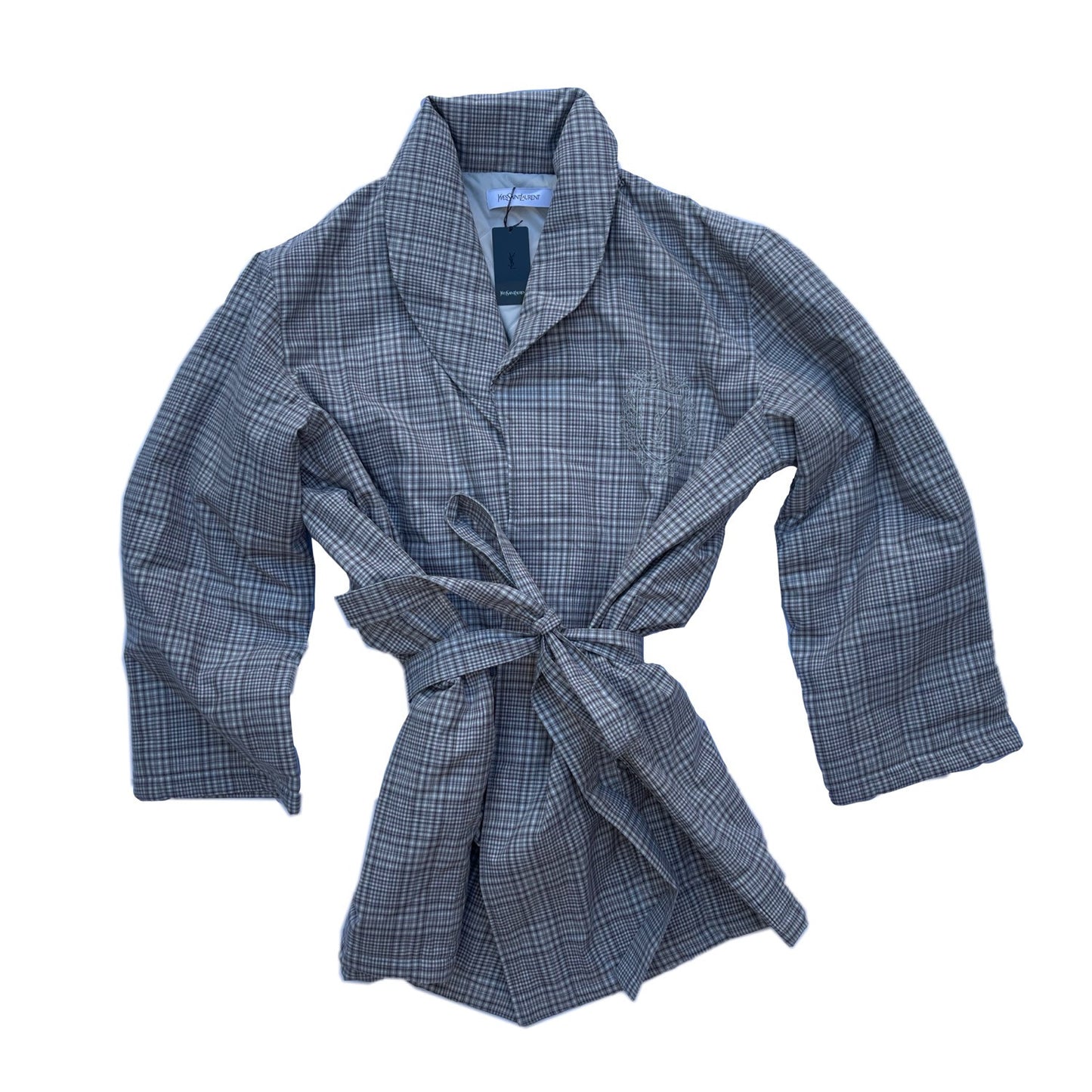 Yves Saint Laurent Grey Check Logo Quilted Puffer Jacket
