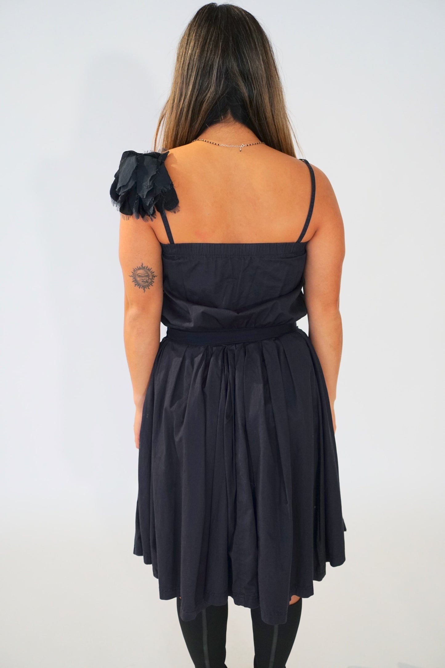 Lanvin x Comme Des Garcons Spaghetti Strap Dress w Floral Applique