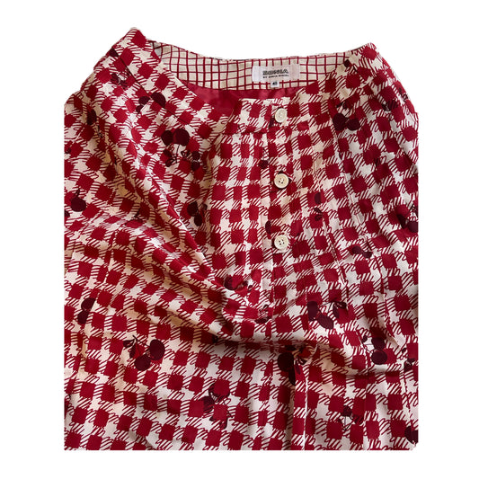 Sonia Rykiel Cherry Checkered Pleated Skirt