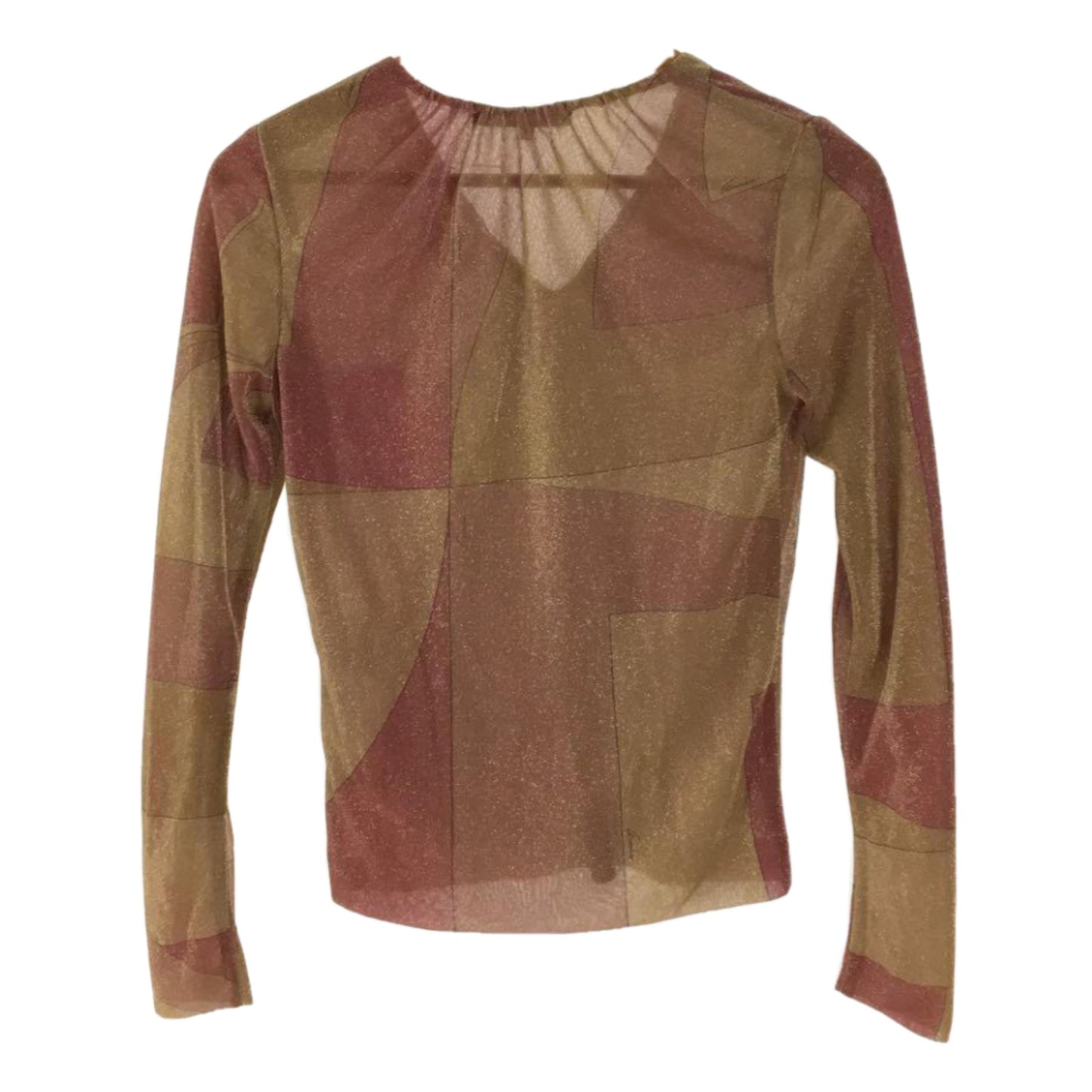 Gucci Glitter Sheer Abstract V Neck Lurex LS Top