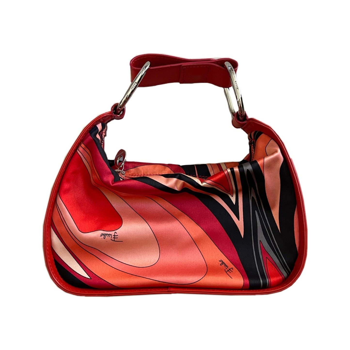 Emilio Pucci Red Pattern Satin Mini Hangbag