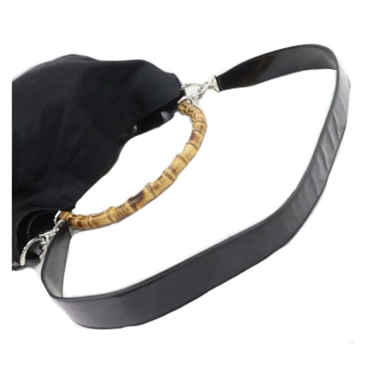 Gucci Large Black Coated Canvas Bamboo Handle Tote Bag