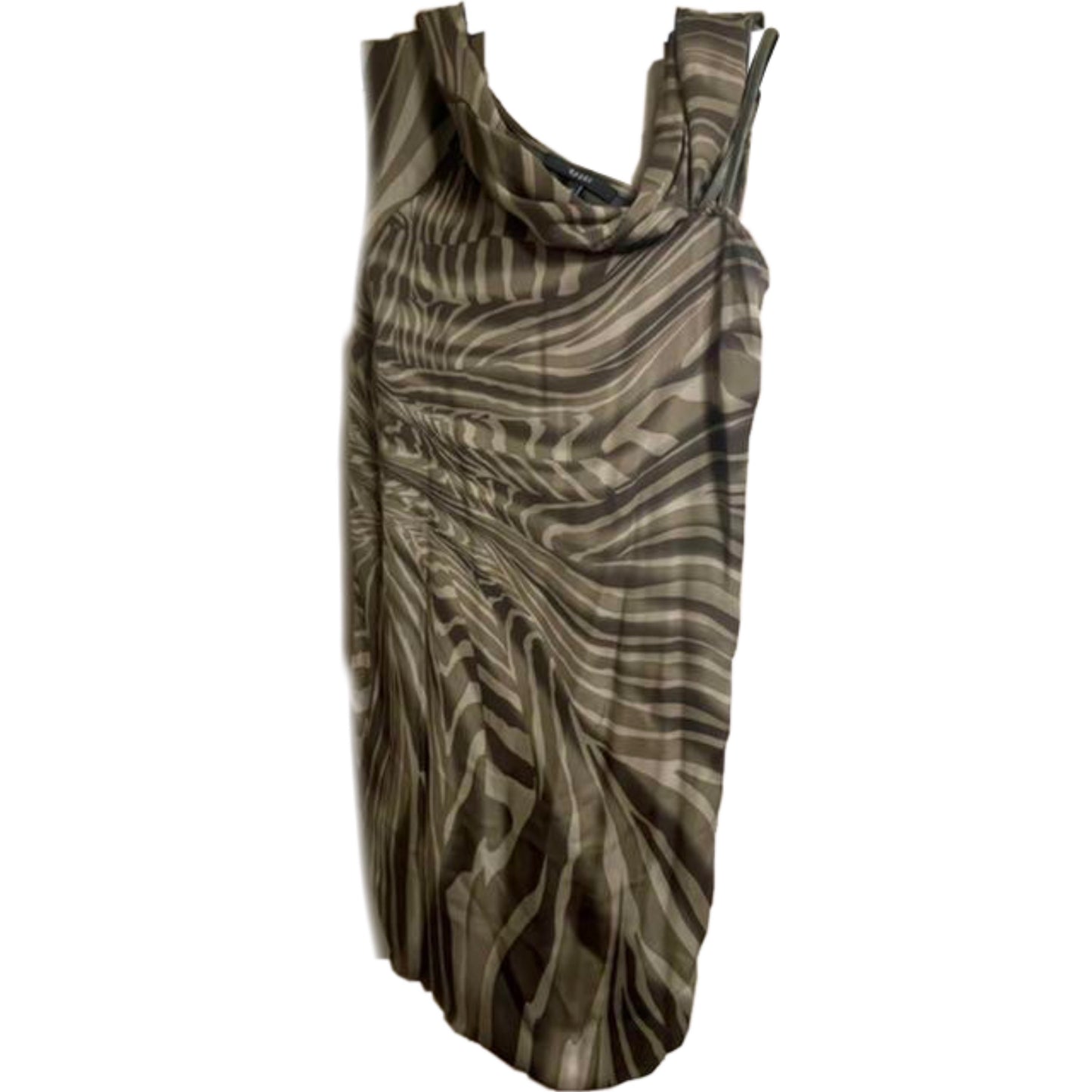 Gucci Abstract Neutral Landscape Silk Assymetrical Strap Dress
