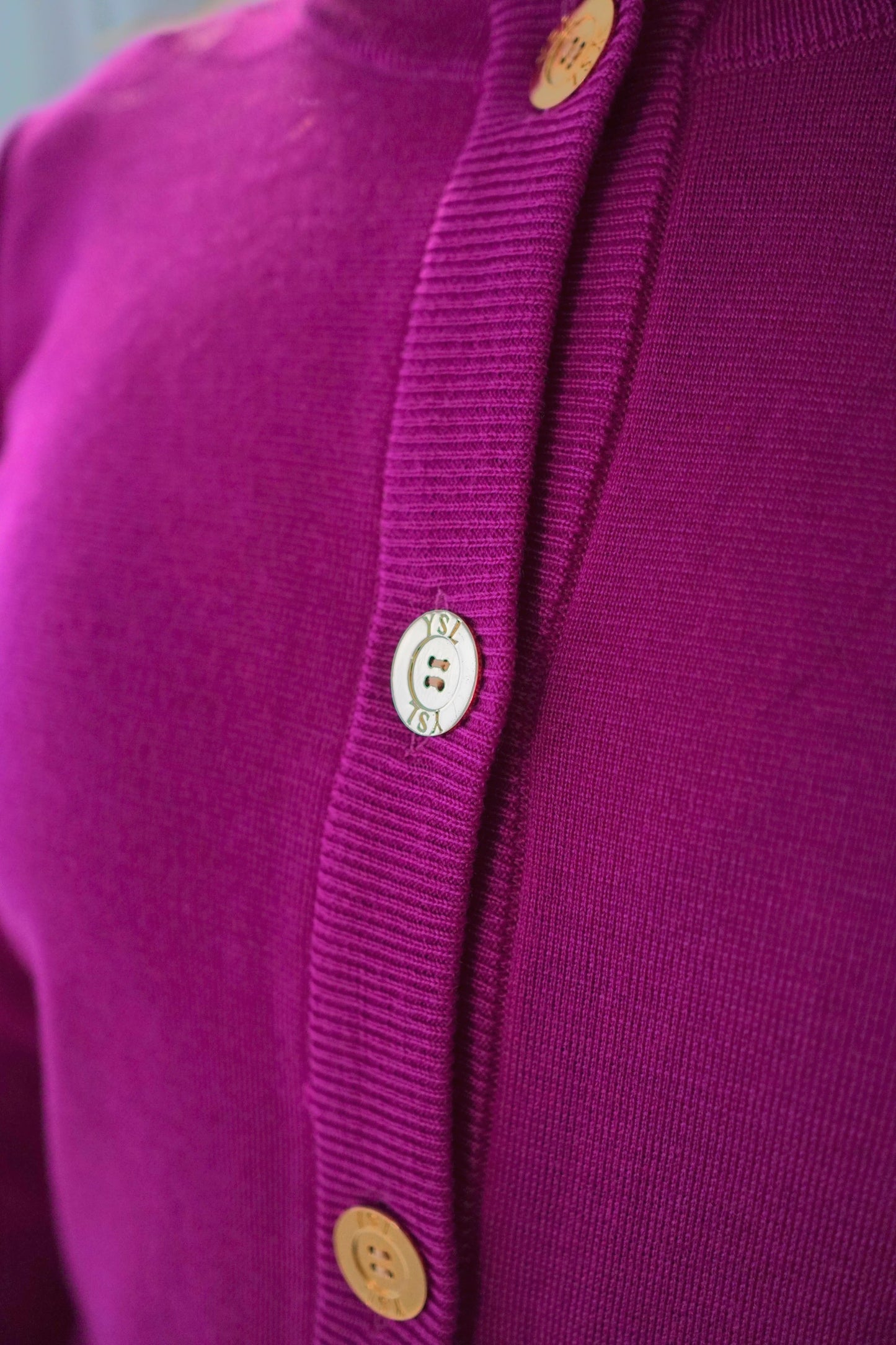 Yves Saint Laurent Knit Button Down Midi Dress