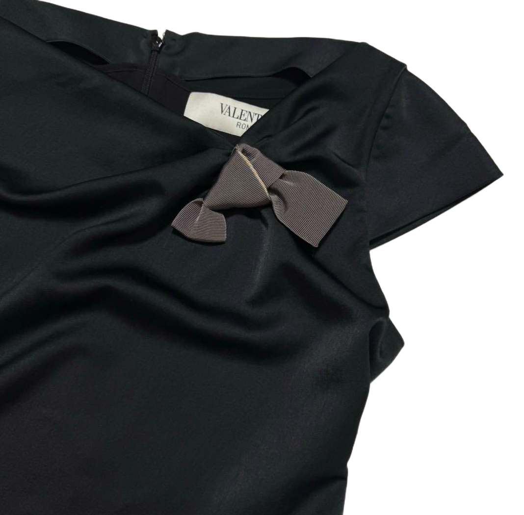 Valentino Knee Length Dress w assymetrical neck bow