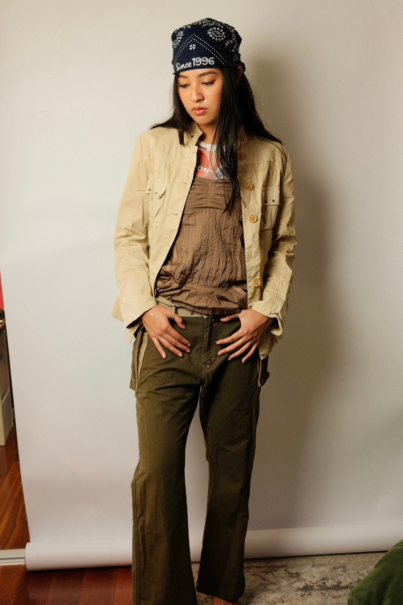 Kapital Utility Drop Crotch Khaki Pants