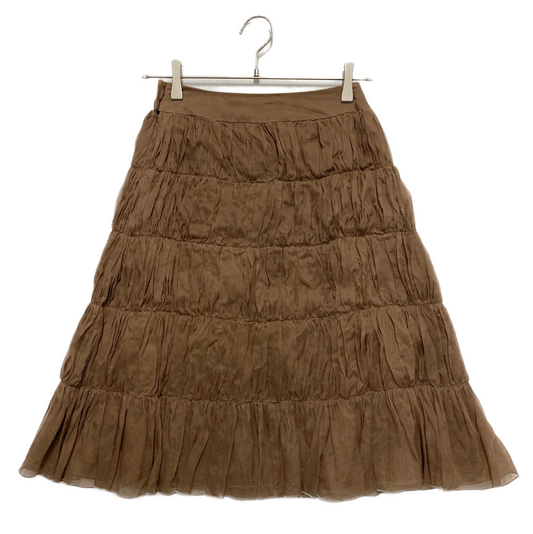 Chanel Silk Layered Ruffle Row Nude Skirt