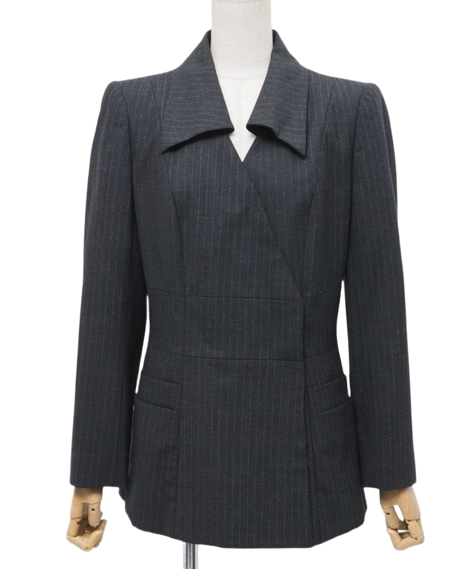 GIVENCHY pinstripe double-breasted  grey blazer jacket