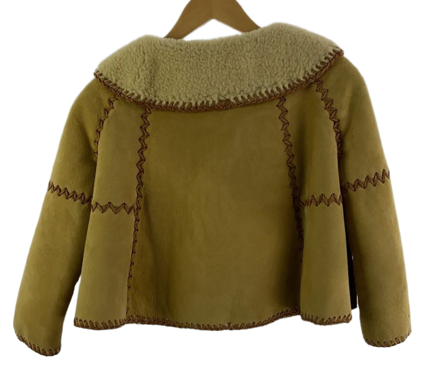 DSQUARED2 Suede Leather Cropped 3/4 Sleeve Shearling Jacket