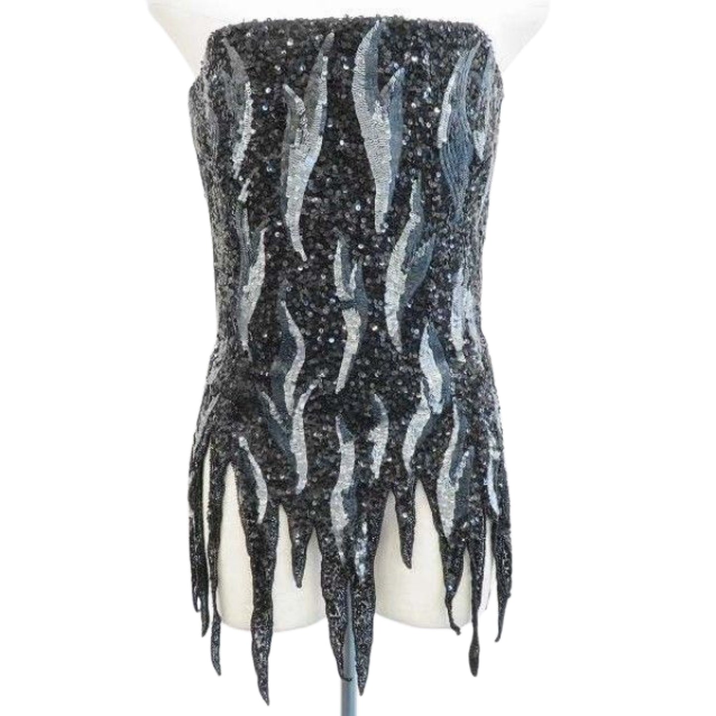 Jean Louis Scherrer Flame Beaded Halterneck Fringe Evening Bustier Top