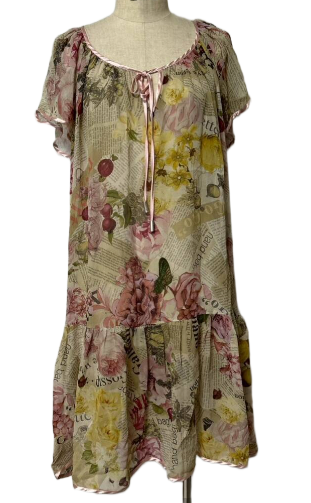John Galliano Sheer floral print long one-piece dress