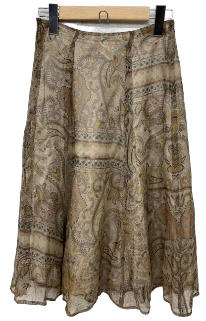 DRIES VAN NOTEN Women's Paisley Brown Size 38 Knee-length Chiffon Skirt Silk