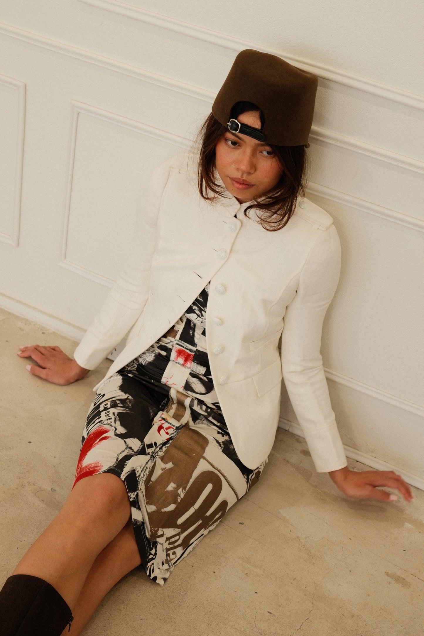 Joseph Military Napolean White Linen Blend Jacket