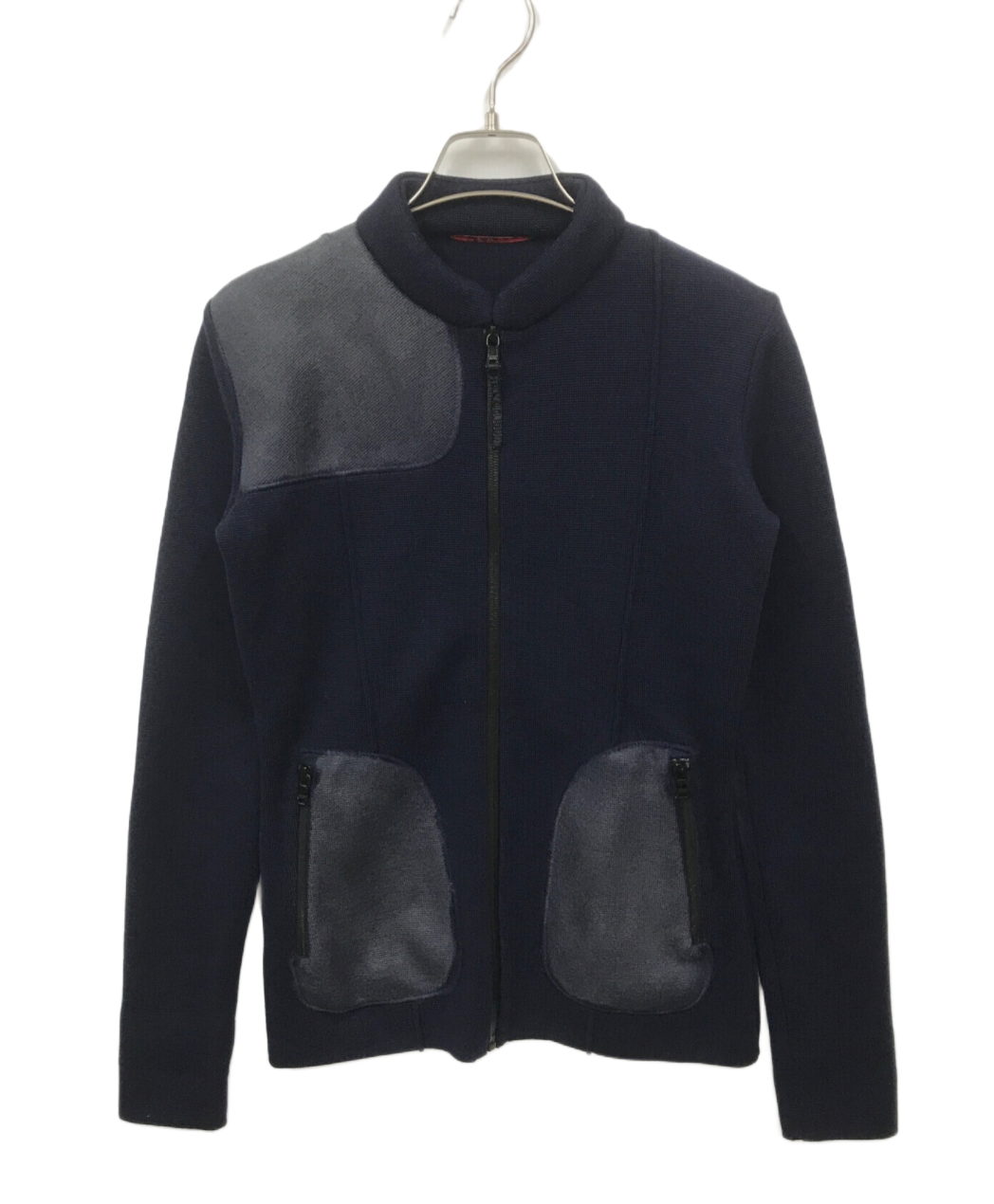 Prada Sport Knit Wool Patch Pocket Elbow Patches Zip Jacket