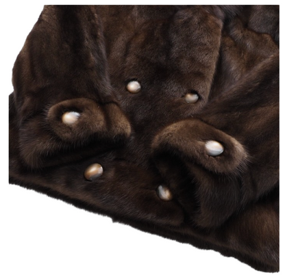 Mahogany Mink Fur Coat Fitted Jacket w Buttons
