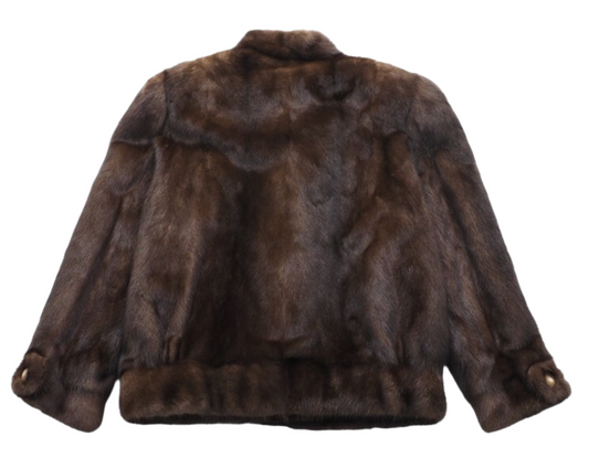 Mahogany Mink Fur Coat Fitted Jacket w Buttons
