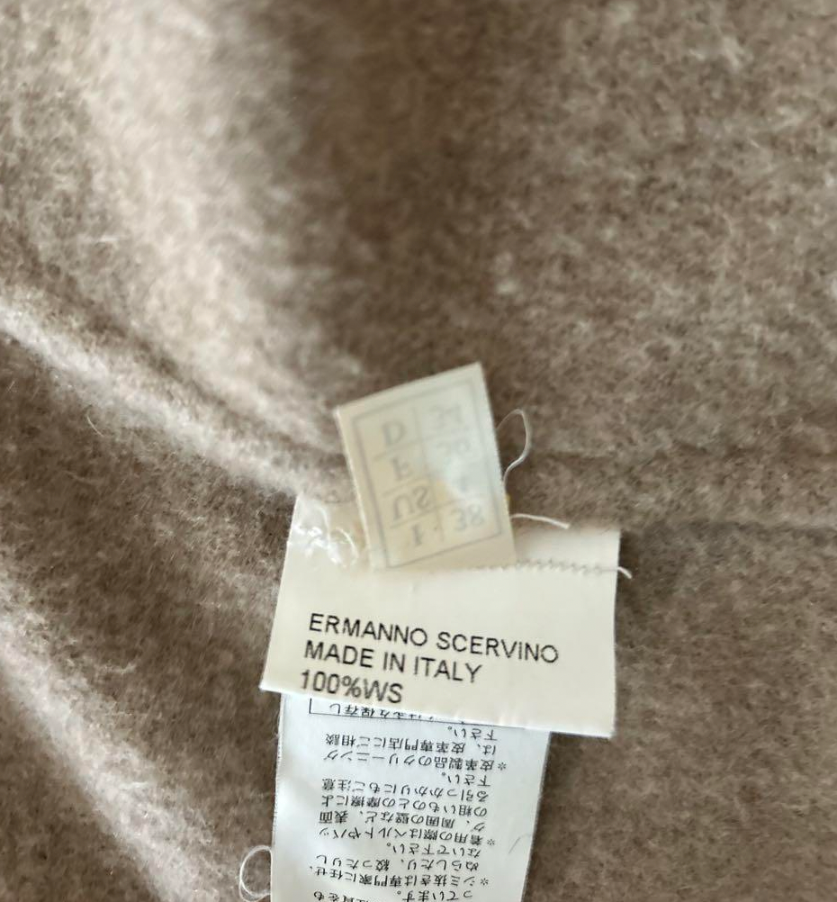 ERMMANO SCERVINO 100% cashmere beige fringe coat w matching belt