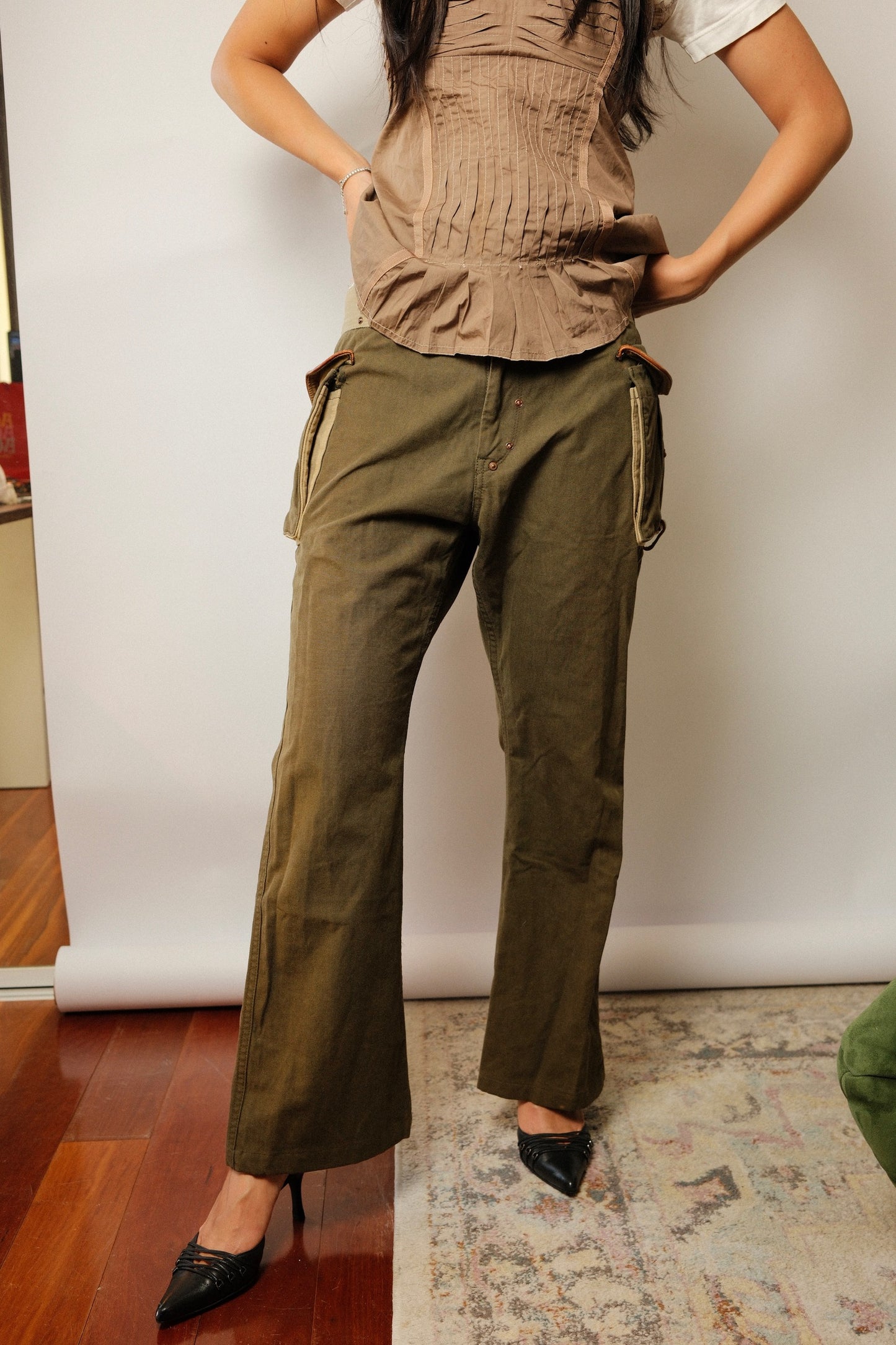 Kapital Utility Drop Crotch Khaki Pants