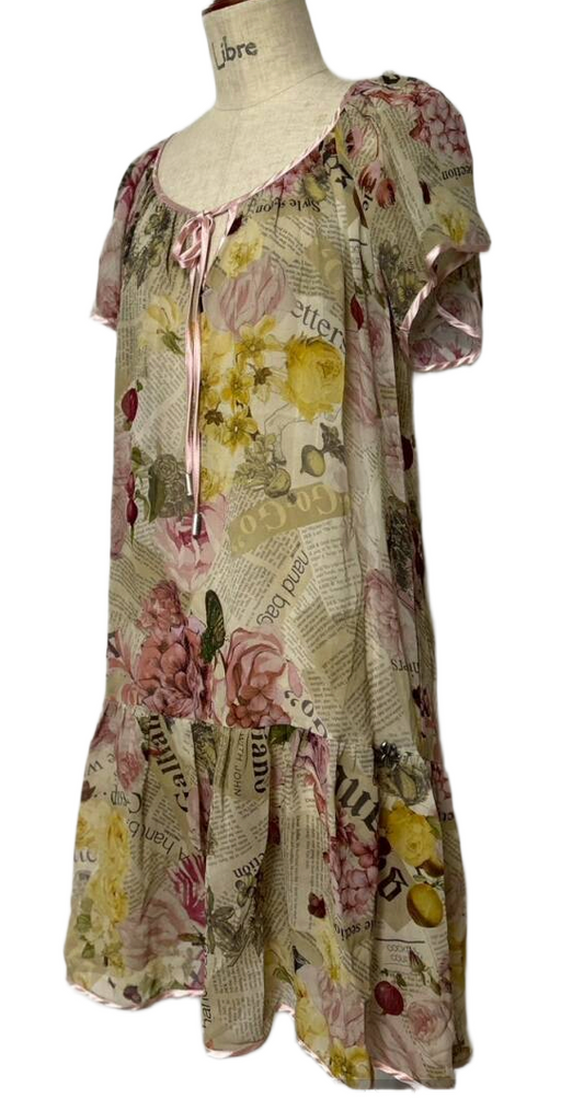 John Galliano Sheer floral print long one-piece dress