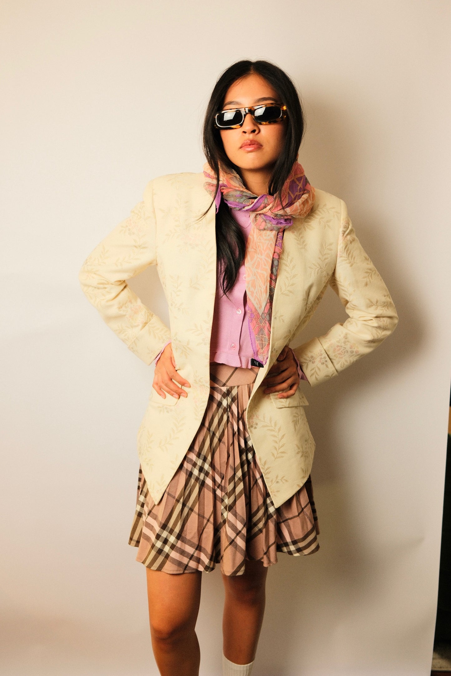Burberry Blue Label Pink Checkered Pleat Skirt AW2009