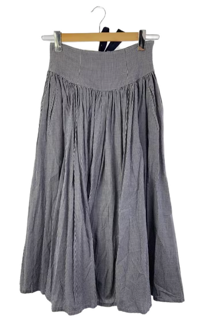 Kenzo Composition by Kenzo Navy White Checkered Drop Waist Gathered Skirt