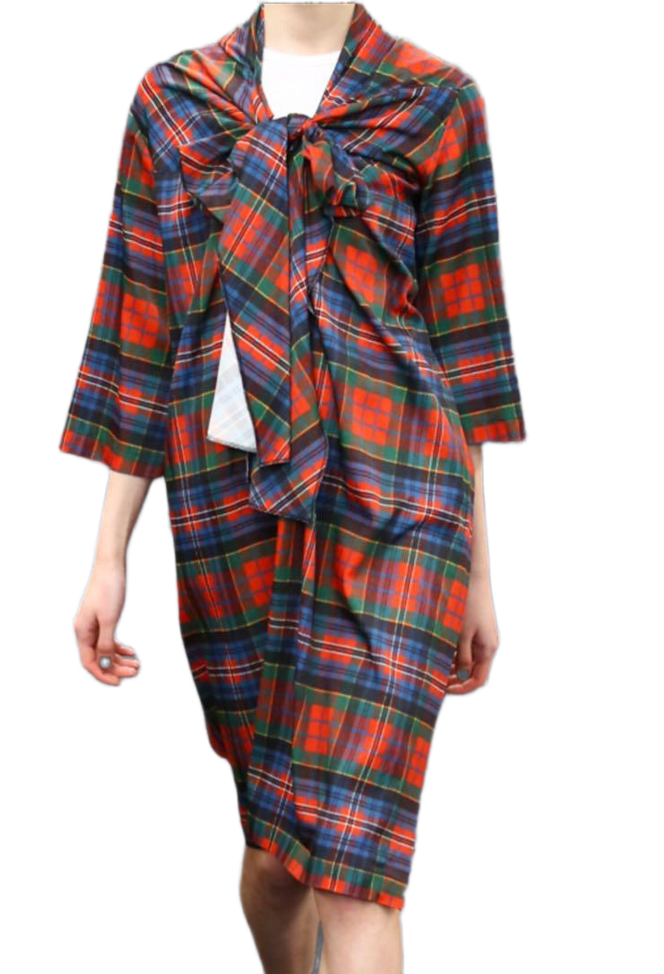 Tricot Comme des Garcons Check Ribbon Transformation Dress AD2013