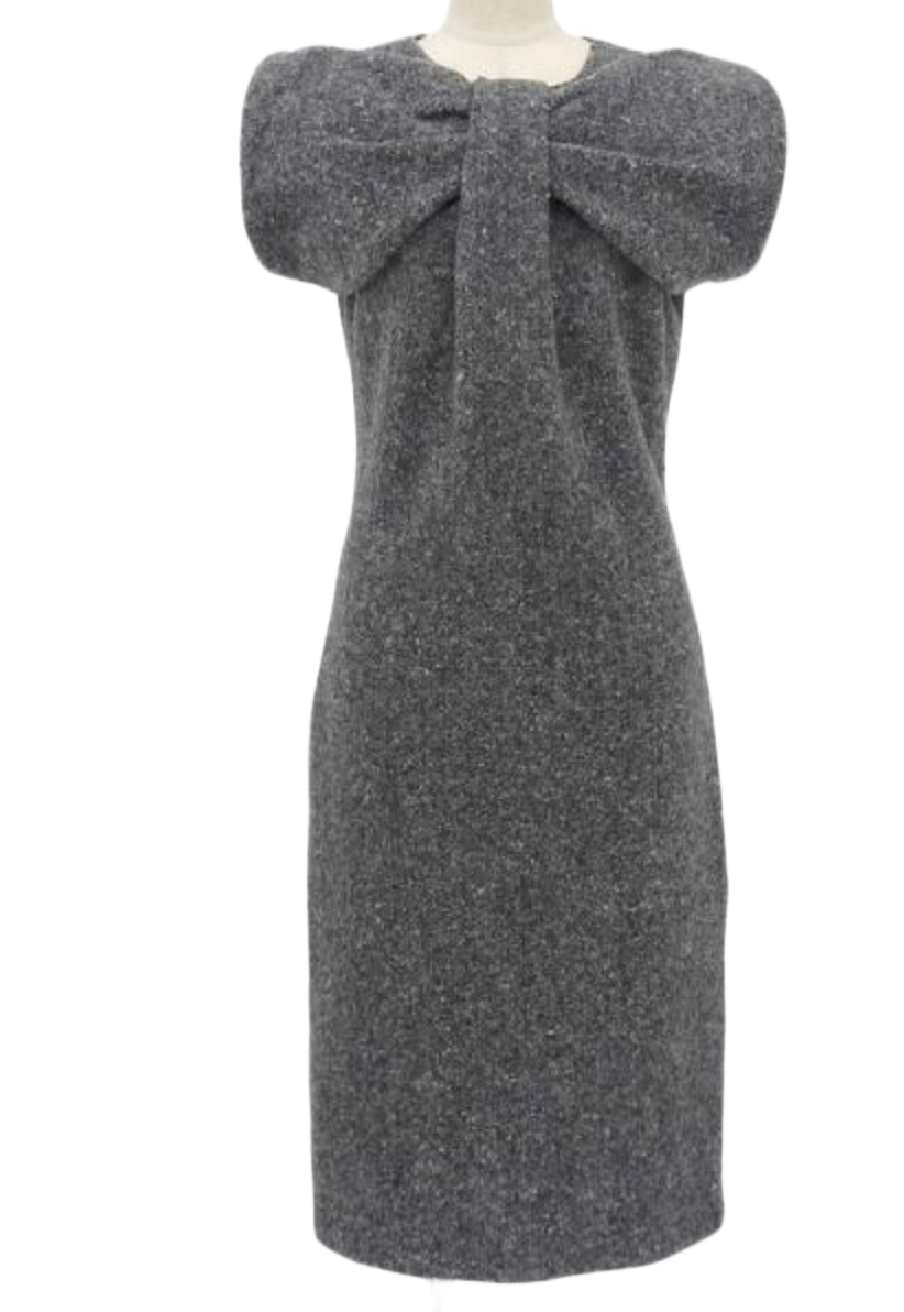 Jil Sander Puff Bow Chest Sless Knit Midi dress