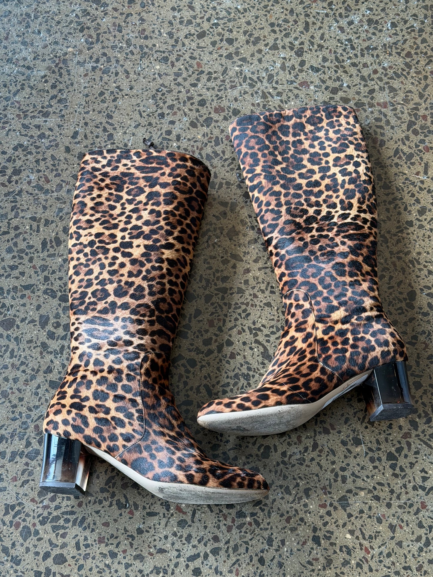 Salvatore Ferragamo Leopard Fur Knee High boots Sz 7