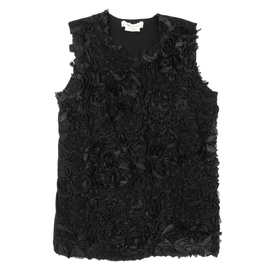 Tricot Comme Des Garcons Rose Floral 3D Cotton Tank Top