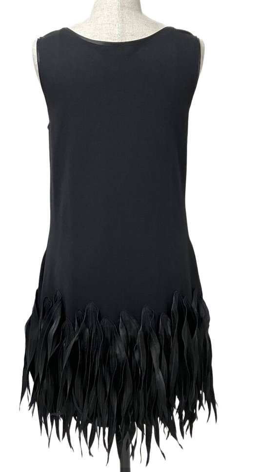VIVIENNE TAM sleeveless dress with fringe leaf feather hem