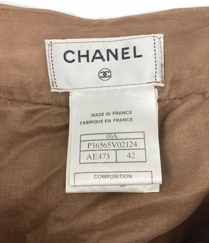 Chanel Silk Layered Ruffle Row Nude Skirt