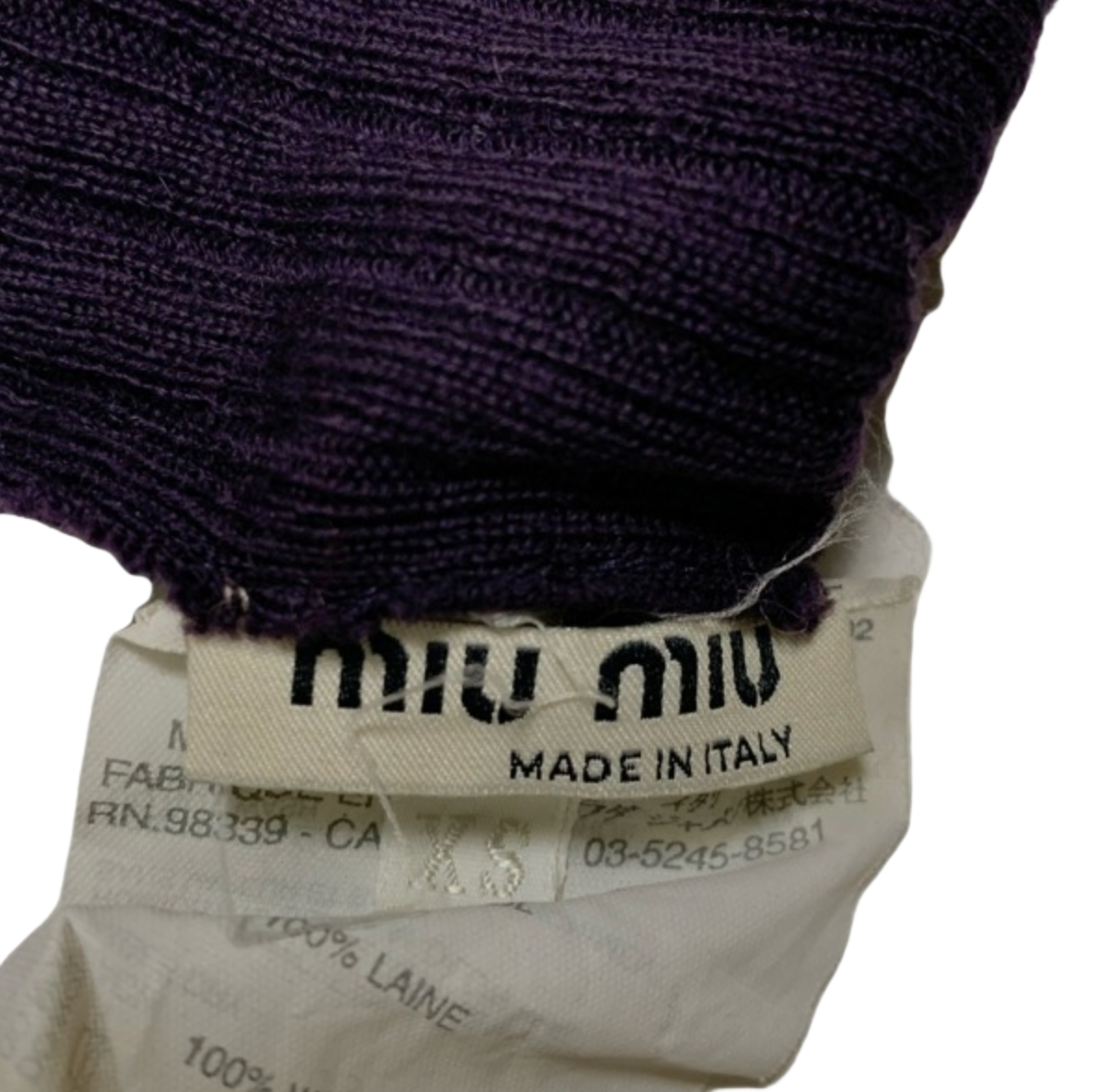 Miu Miu purple wool long gloves
