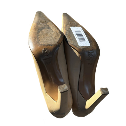 Chanel Nude Point Curved Heels Sz 36.5