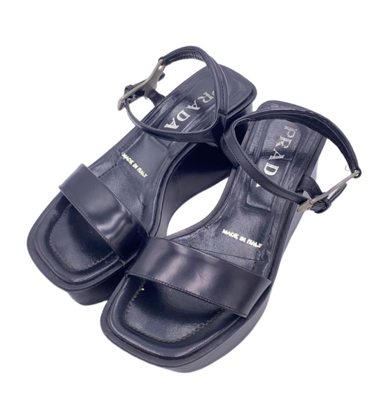 Prada Platform Leather Strappy Sandals Sz38