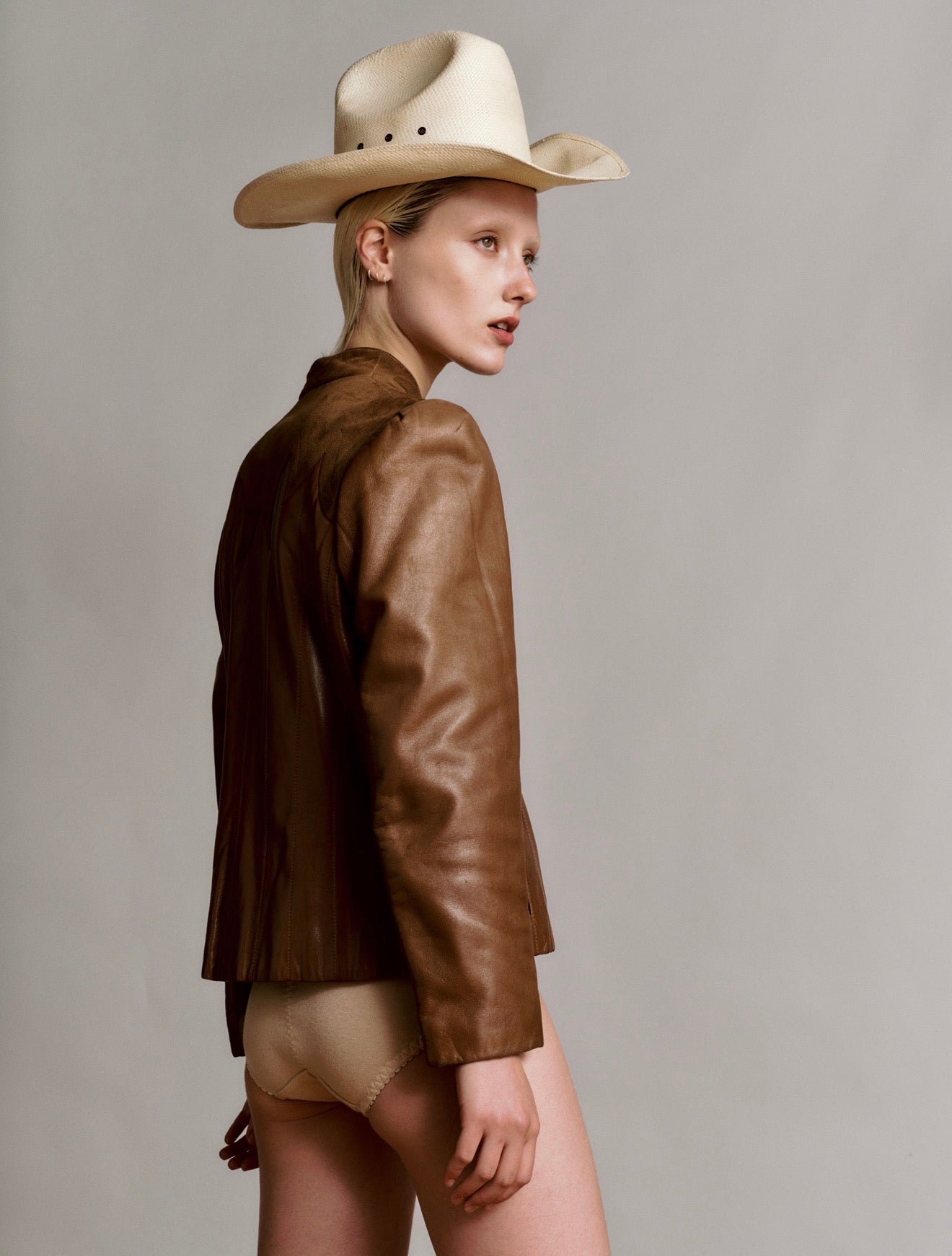 Cassandre Leather Western Suede Gold Button Jacket