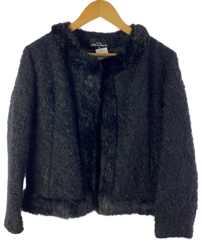 Tricot Comme des Garcons Tweed Fur Trim Jacket w Safety Pin Blazer AD 1999