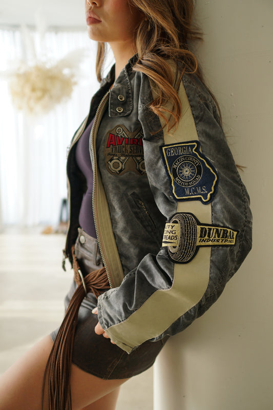 Philosophy leather braided fringe belt