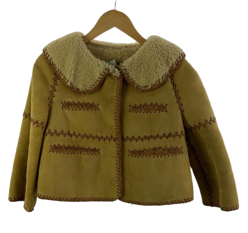 DSQUARED2 Suede Leather Cropped 3/4 Sleeve Shearling Jacket