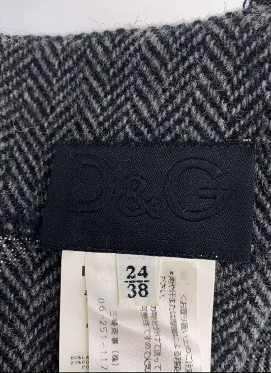 Dolce & Gabbana Camisole Tweed Wool dress w floral embroidery