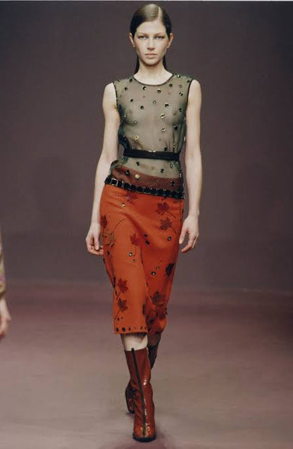 Prada FW 1999 Leaf Motif Suede Velcro Bag