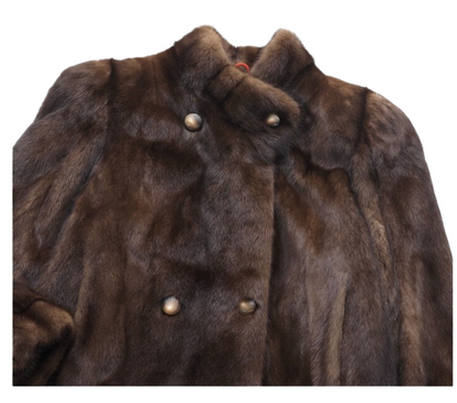 Mahogany Mink Fur Coat Fitted Jacket w Buttons