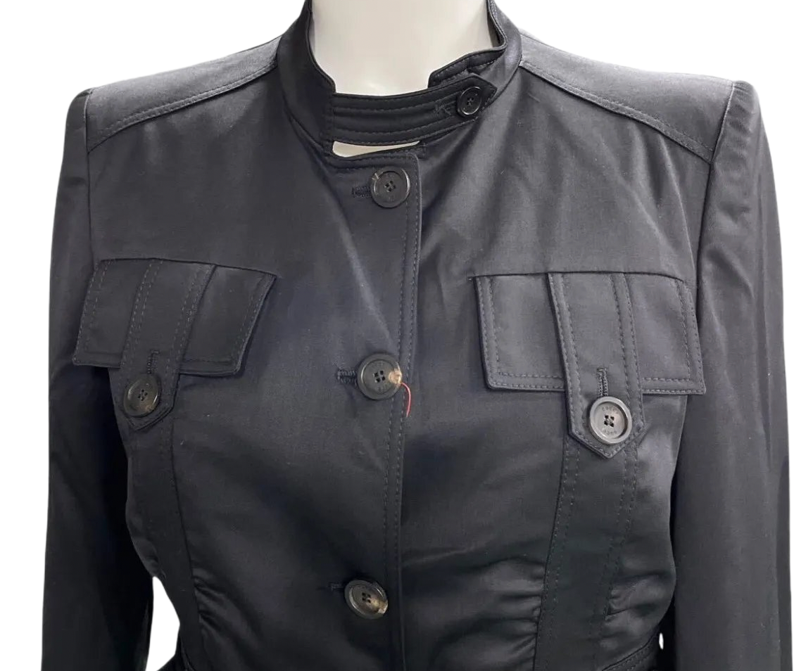 Gucci Military Pocket Shoulder Pad Jacket w Horse Loop Leather woven Belt