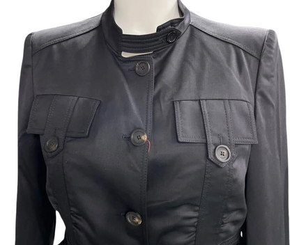 Gucci Military Pocket Shoulder Pad Jacket w Horse Loop Leather woven Belt