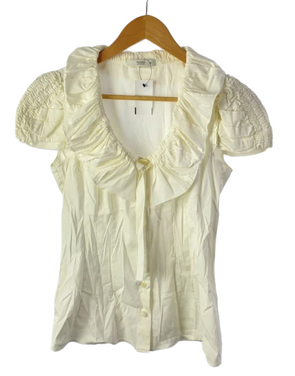 Prada SS Rufle V Neck Button Down Blouse