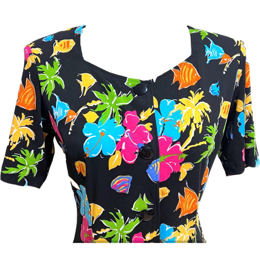 Emanuel Ungaro Floral Button Down Midi Dress