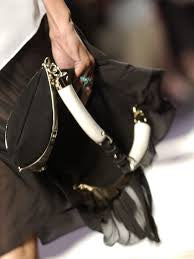 Yves Saint Laurent Double Horn Mombasa Leather Beige Handbag