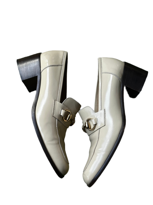 Gucci Beige Leather Horsebit Loafers Sz 38